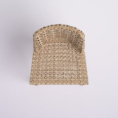 Side Chair, Solid Wood Frame, Woven Back and Seat, Brown Finish