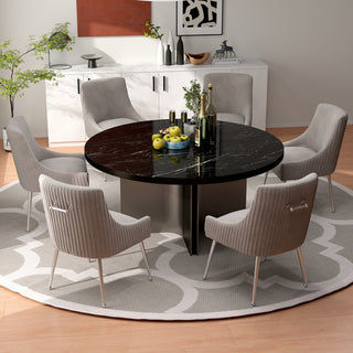 Side Chair, Tufted Velvet with Metal Legs, Gray