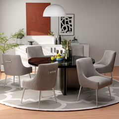 Side Chair, Tufted Velvet with Metal Legs, Gray