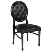 Side Chair, Vinyl Seat, Fluted Resin Legs, Black Legs