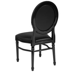 Side Chair, Vinyl Seat, Fluted Resin Legs, Black Legs