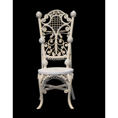 Side Chair, Wicker Frame, Solid Wood and Cane Seat