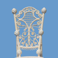 Side Chair, Wicker Frame, Solid Wood and Cane Seat