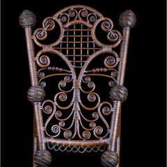 Side Chair, Wicker Frame, Solid Wood and Cane Seat