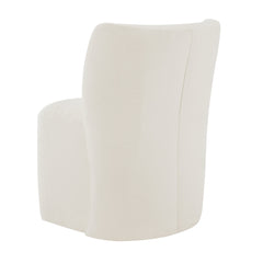Side Chair with Casters in Cotton Tweed Upholstery