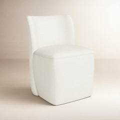 Side Chair with Casters in Cotton Tweed Upholstery