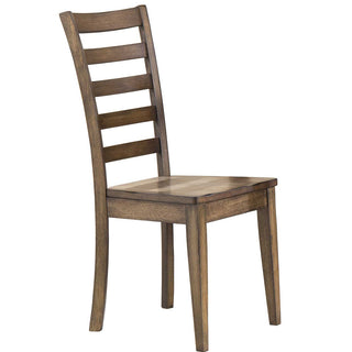 Side Chair with Ladder Back in Solid Rubberwood, Brown