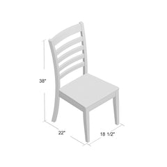 Side Chair with Ladder Back in Solid Rubberwood, Brown