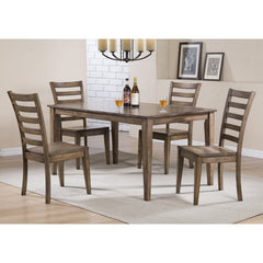 Side Chair with Ladder Back in Solid Rubberwood, Brown