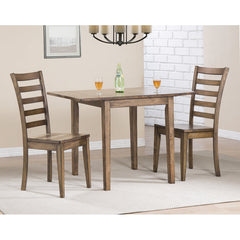 Side Chair with Ladder Back in Solid Rubberwood, Brown