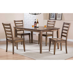 Side Chair with Ladder Back in Solid Rubberwood, Brown