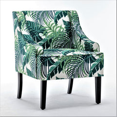 Side Chair with Leafy Print Microfiber Upholstery