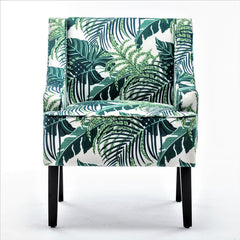 Side Chair with Leafy Print Microfiber Upholstery