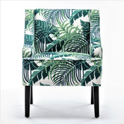 Side Chair with Leafy Print Microfiber Upholstery