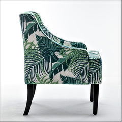 Side Chair with Leafy Print Microfiber Upholstery