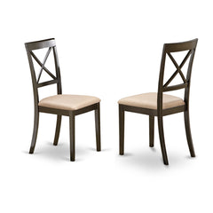 Side Chair with X-Style Back and Upholstered Seat in Cappuccino Finish