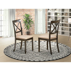 Side Chair with X-Style Back and Upholstered Seat in Cappuccino Finish