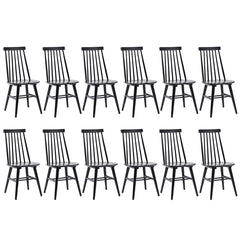 Side Chairs, Set of 12, Black with Cross Back and Solid Rubberwood