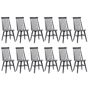 Side Chairs, Set of 12, Black with Cross Back and Solid Rubberwood