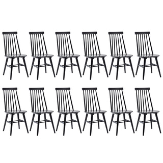 Side Chairs, Set of 12, Black with Cross Back and Solid Rubberwood