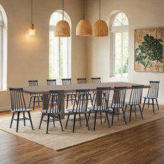 Side Chairs, Set of 12, Black with Cross Back and Solid Rubberwood