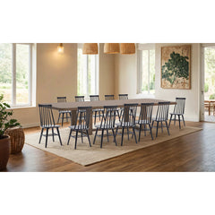 Side Chairs, Set of 12, Black with Cross Back and Solid Rubberwood