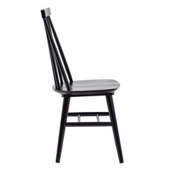 Side Chairs, Set of 12, Black with Cross Back and Solid Rubberwood