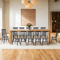 Side Chairs, Set of 12, Black with Cross Back and Solid Rubberwood
