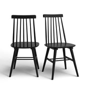 Side Chairs, Set of 14, Black Solid Wood with Slat Back