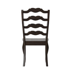 Side Chairs, Set of 2, Antique Black Solid Wood with Ladder Back