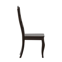 Side Chairs, Set of 2, Antique Black Solid Wood with Ladder Back