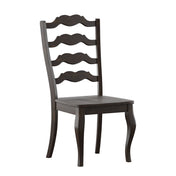 Side Chairs, Set of 2, Antique Black Solid Wood with Ladder Back
