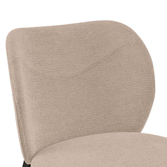 Side Chairs, Set of 2, Beige Fabric, Brown Steel Legs