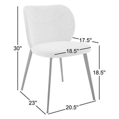 Side Chairs, Set of 2, Beige Fabric, Brown Steel Legs