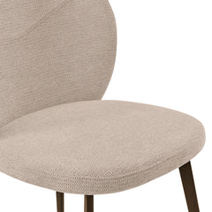 Side Chairs, Set of 2, Beige Fabric, Brown Steel Legs
