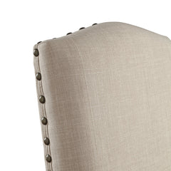 Side Chairs, Set of 2, Beige Linen with Light Distressed Natural Legs