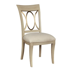 Side Chairs, Set of 2, Beige Oak, Queen Anne Back, White Legs