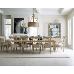 Side Chairs, Set of 2, Beige Oak, Queen Anne Back, White Legs