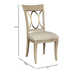 Side Chairs, Set of 2, Beige Oak, Queen Anne Back, White Legs