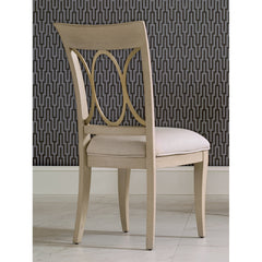 Side Chairs, Set of 2, Beige Oak, Queen Anne Back, White Legs