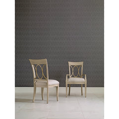 Side Chairs, Set of 2, Beige Oak, Queen Anne Back, White Legs