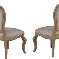 Side Chairs, Set of 2, Beige Polyester Blend, Antique Taupe Legs