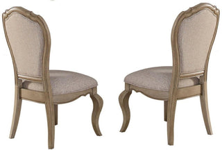 Side Chairs, Set of 2, Beige Polyester Blend, Antique Taupe Legs