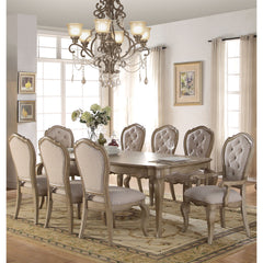 Side Chairs, Set of 2, Beige Polyester Blend, Antique Taupe Legs
