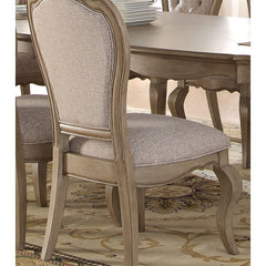 Side Chairs, Set of 2, Beige Polyester Blend, Antique Taupe Legs