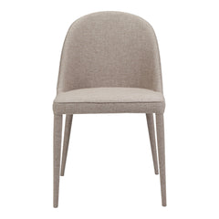 Side Chairs, Set of 2, Beige Polyester, Light Gray Iron Legs