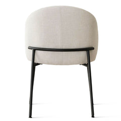 Side Chairs, Set of 2, Beige Polyester with Black Metal Legs