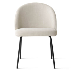 Side Chairs, Set of 2, Beige Polyester with Black Metal Legs
