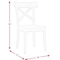 Side Chairs, Set of 2, Beige Wood with Cross Back