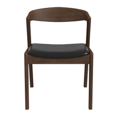 Side Chairs, Set of 2, Black Faux Leather with Rubberwood Frame